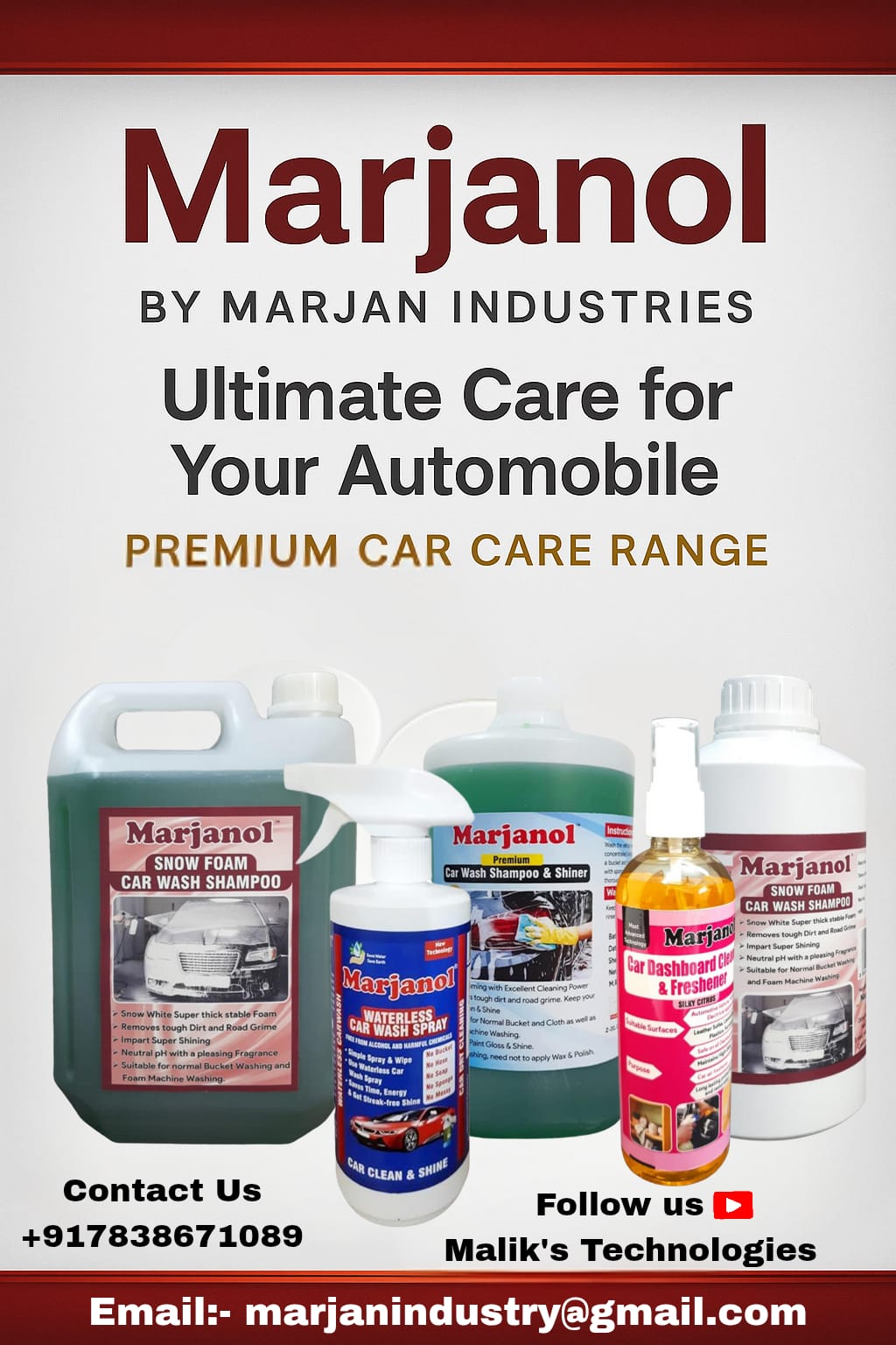 Marjanol Brand Car Cleaning Products